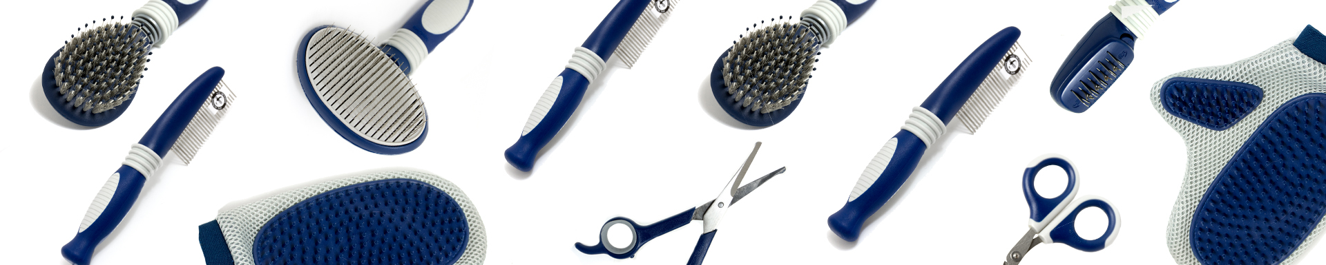 Grooming tools on white background.
