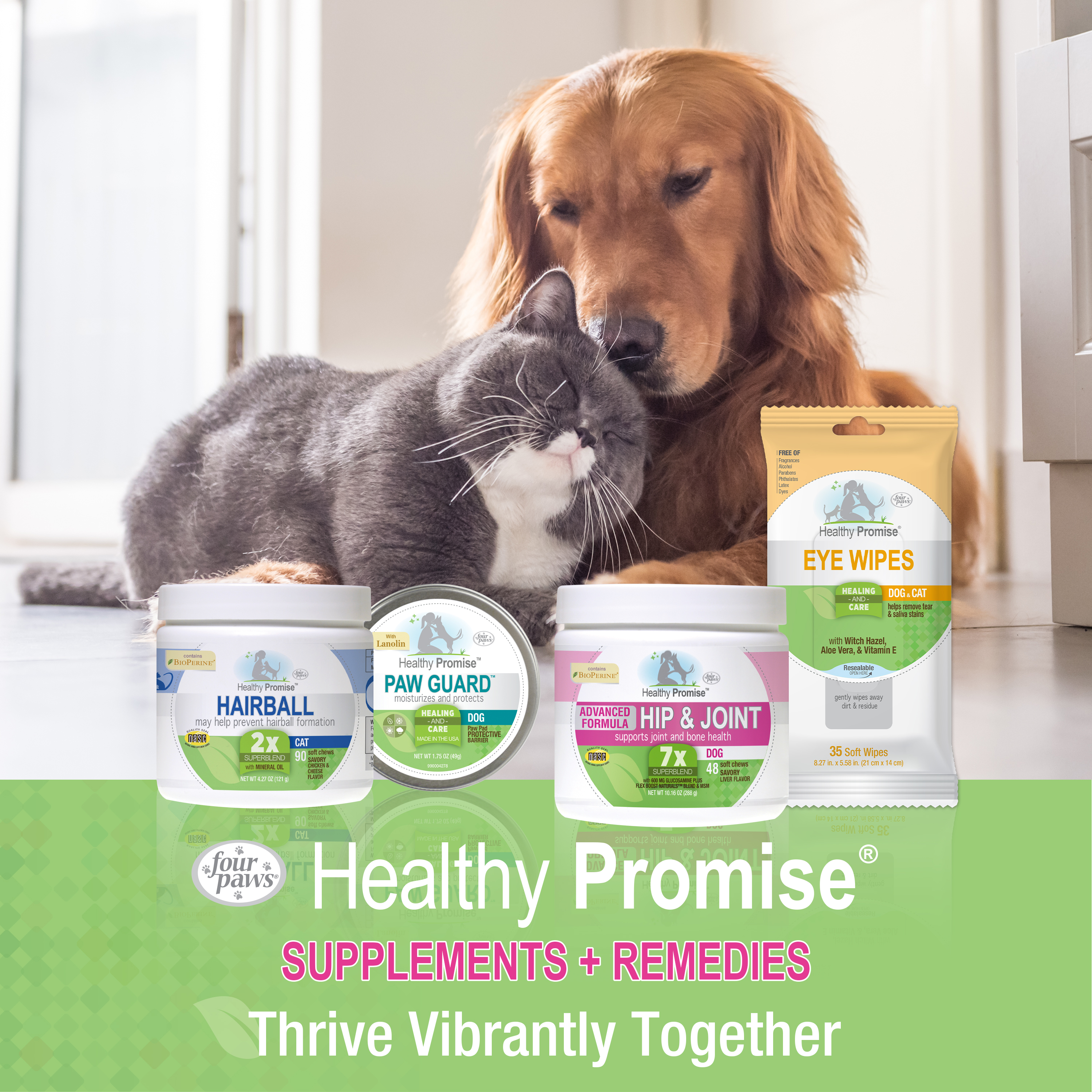 Four Paws Healthy Promise Eye Wipes Family Shot
